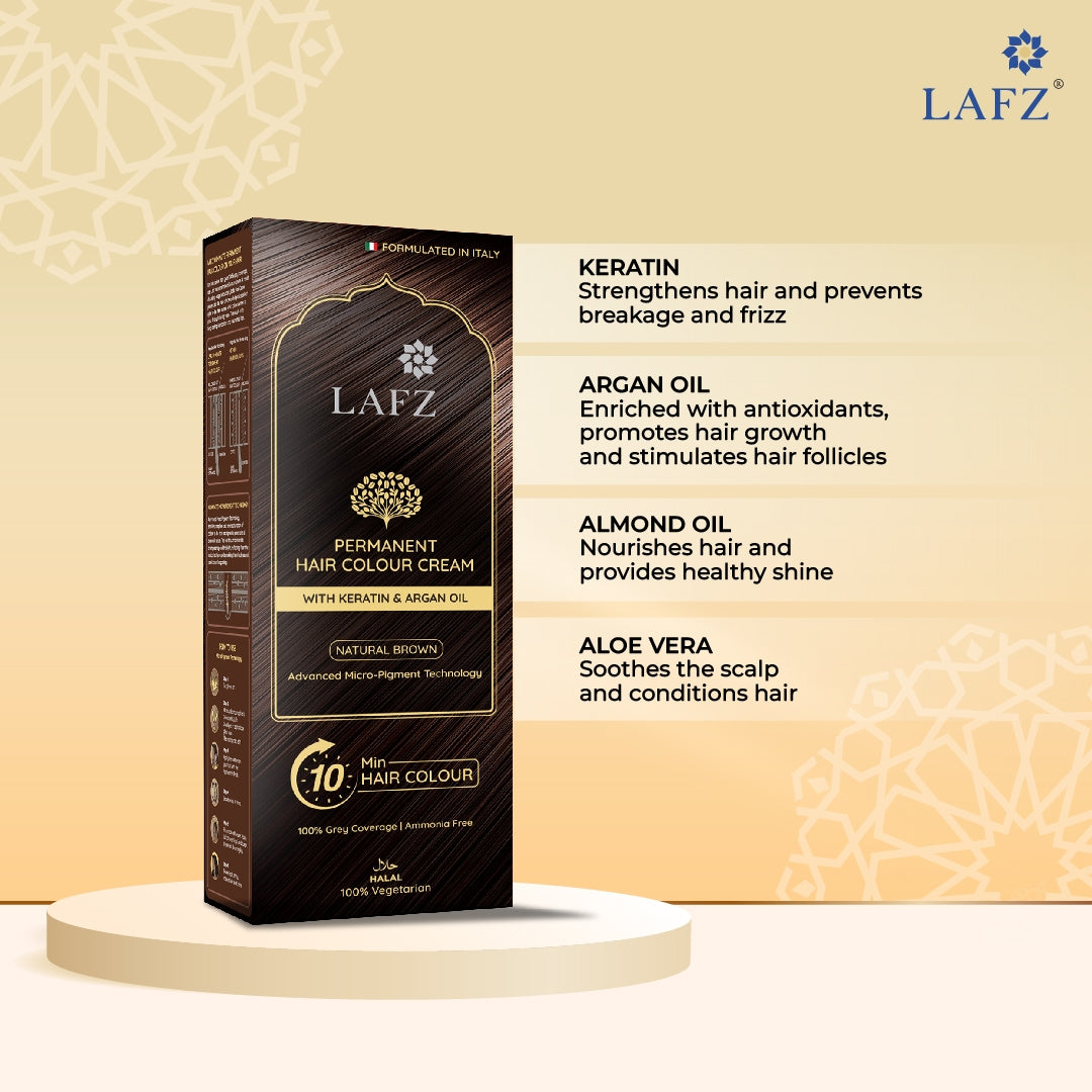 Lafz Permanent 10 Min Hair Color Cream Dubai (40ml) - Natural Brown