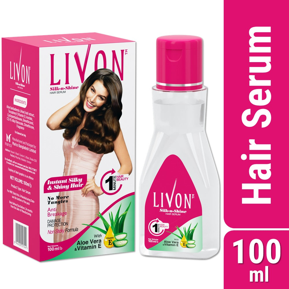 Livon Hair Serum with Argan Oil &amp; Vitamin E for Women &amp; Men, For Frizz Free, Smooth &amp; Glossy Hair, Moisturizes &amp; Detangles Hair, All Hair Types