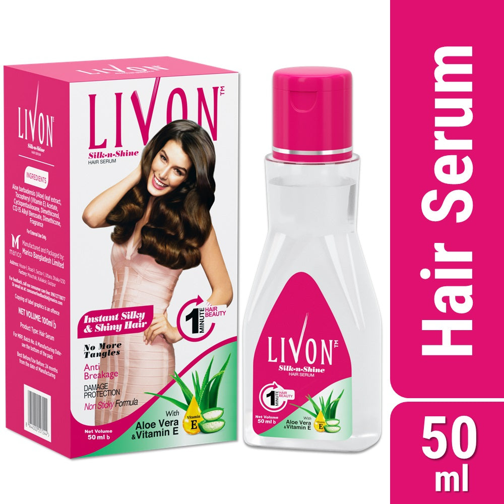 Livon Hair Serum with Argan Oil &amp; Vitamin E for Women &amp; Men, For Frizz Free, Smooth &amp; Glossy Hair, Moisturizes &amp; Detangles Hair, All Hair Types