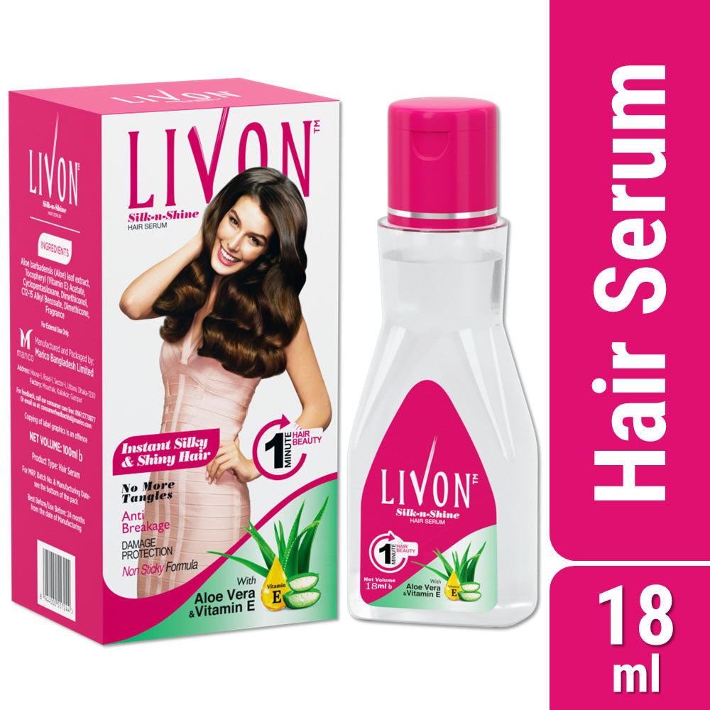 Livon Hair Serum with Argan Oil &amp; Vitamin E for Women &amp; Men, For Frizz Free, Smooth &amp; Glossy Hair, Moisturizes &amp; Detangles Hair, All Hair Types