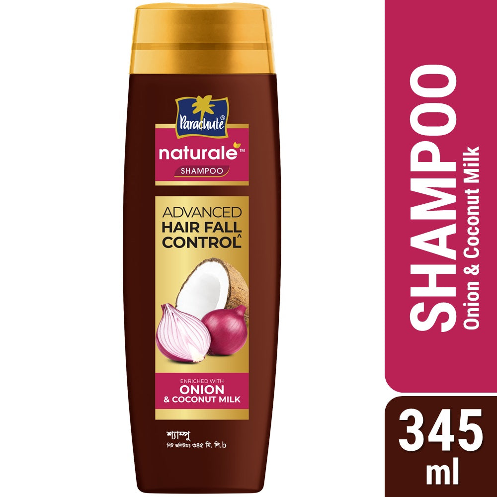 Parachute Naturale Advanced Hair Fall Control Shampoo with Onion &amp; Coconut Milk, For Strong &amp; Thick Hair, Reduces Hair Fall, Paraben Free, 100% Vegan, All Hair Types