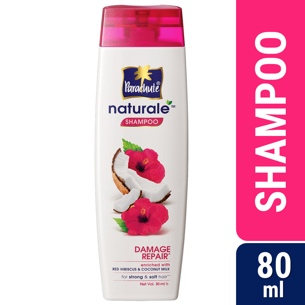 Parachute Naturale Damage Repair Shampoo with Red Hibiscus &amp; Coconut Milk, For Strong &amp; Soft Hair, Smoothens Rough Hair, Paraben Free, 100% Vegan, All Hair Types