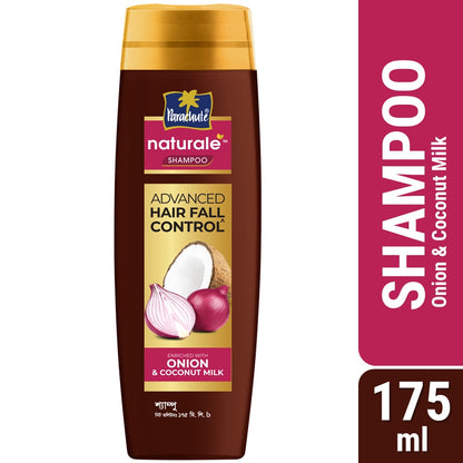 Parachute Naturale Advanced Hair Fall Control Shampoo with Onion &amp; Coconut Milk, For Strong &amp; Thick Hair, Reduces Hair Fall, Paraben Free, 100% Vegan, All Hair Types