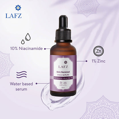 Lafz Skin Renewal Face Serum (30ml) - Niacinamide 10% &amp; Zinc 1%- (Pack of 2)