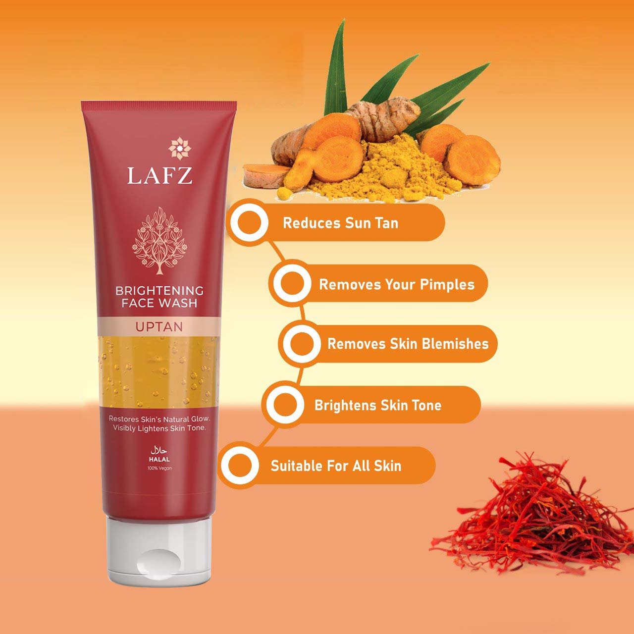 Lafz Uptan Brightening Face Wash (75ml) - Tube (India)