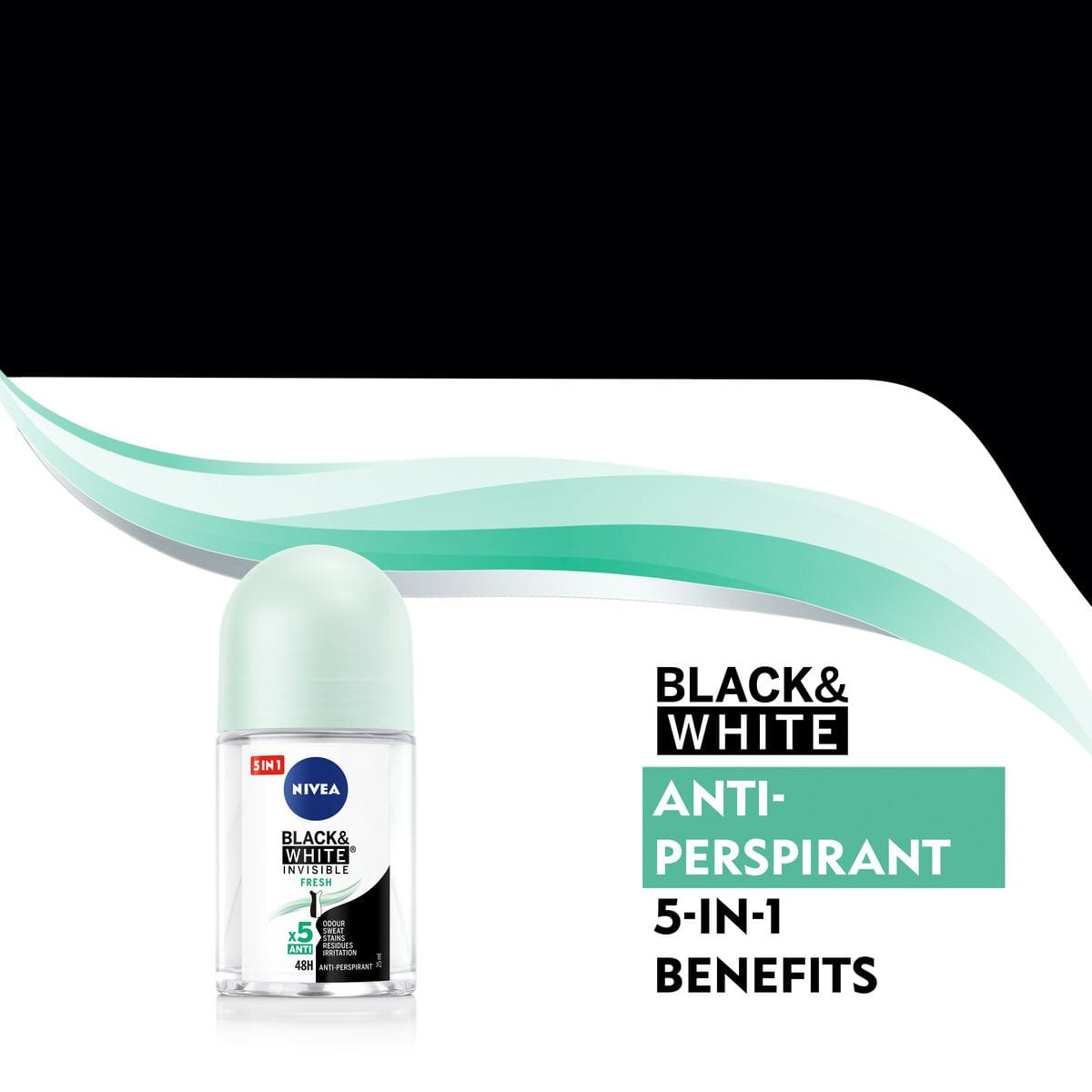 Nivea Black and White Invisible Fresh Deodorant Roll-On (25ml)