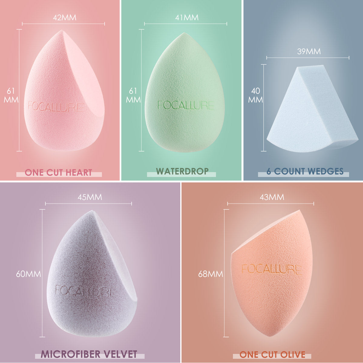 FA 136 - Focallure Latex Free Sponge Beauty Blender (10gm) - One Cut Olive (05 Light Orange)