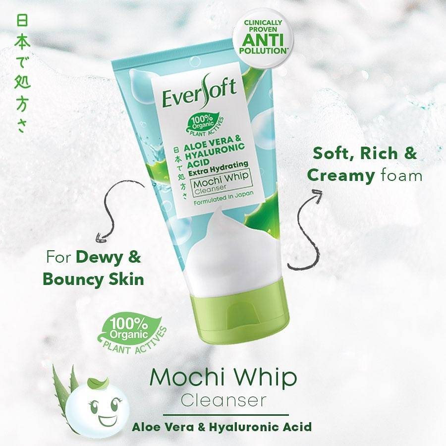 Eversoft Aloe Vera and Hyaluronic Acid Extra Hydrating Mochi Whip Cleanser (120gm)