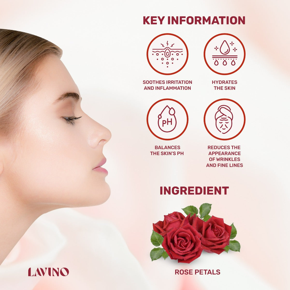 Lavino Rose Water Face Mist with Hyaluronic Acid (125ml)