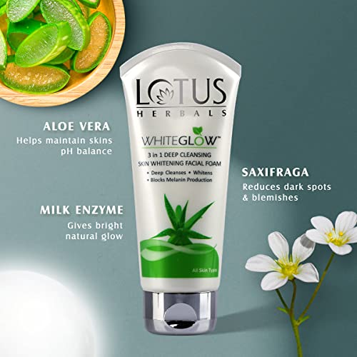 Lotus Herbals Whiteglow 3 In 1 Deep Cleansing Skin Whitening Facial Foam