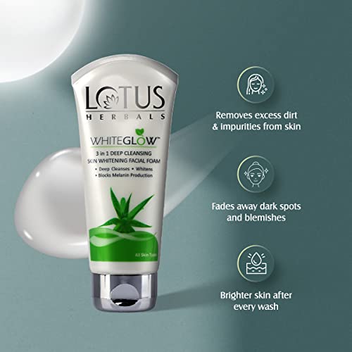 Lotus Herbals Whiteglow 3 In 1 Deep Cleansing Skin Whitening Facial Foam