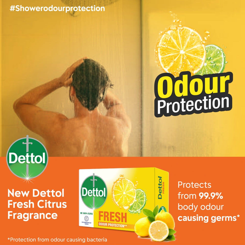 Dettol Citrus Fresh Bathing Bar Soap With Odour Protection