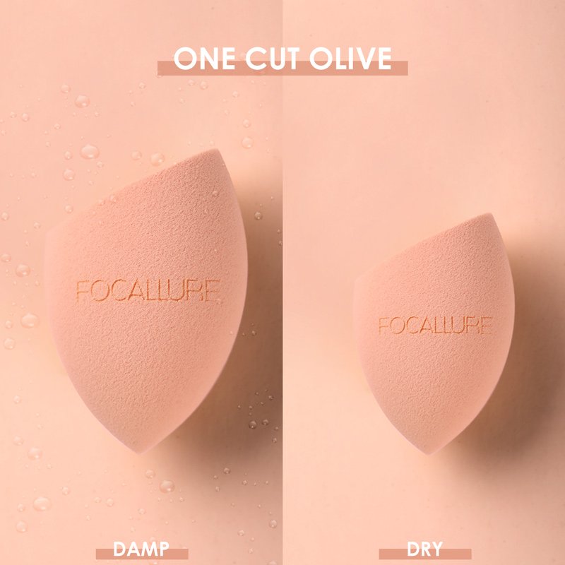 FA 136 - Focallure Latex Free Sponge Beauty Blender (10gm) - One Cut Olive (05 Light Orange)