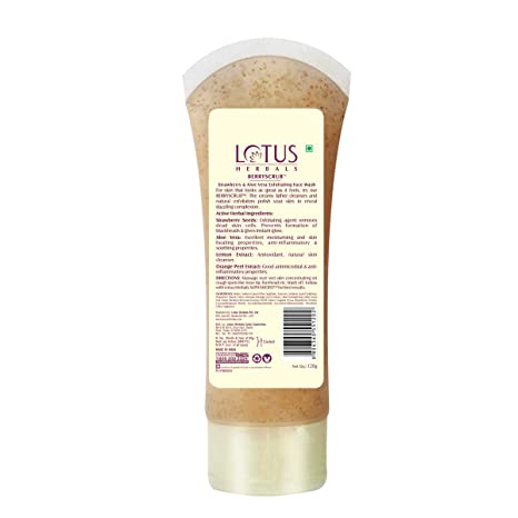 Lotus Herbals Berryscrub Strawberry and Aloe Vera Exfoliating Face Wash (120g)