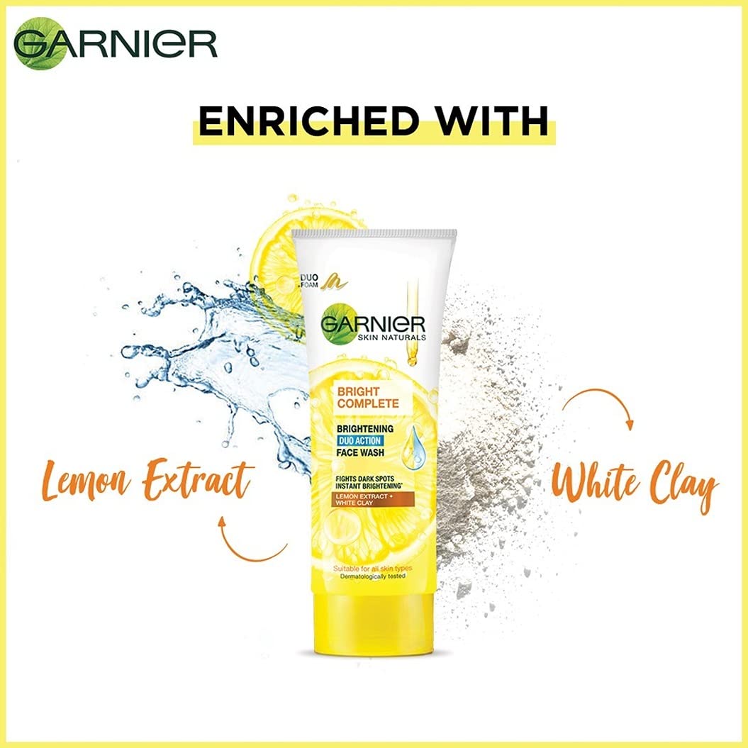 Garnier Bright Complete Brightening Duo Action Face Wash (100gm)