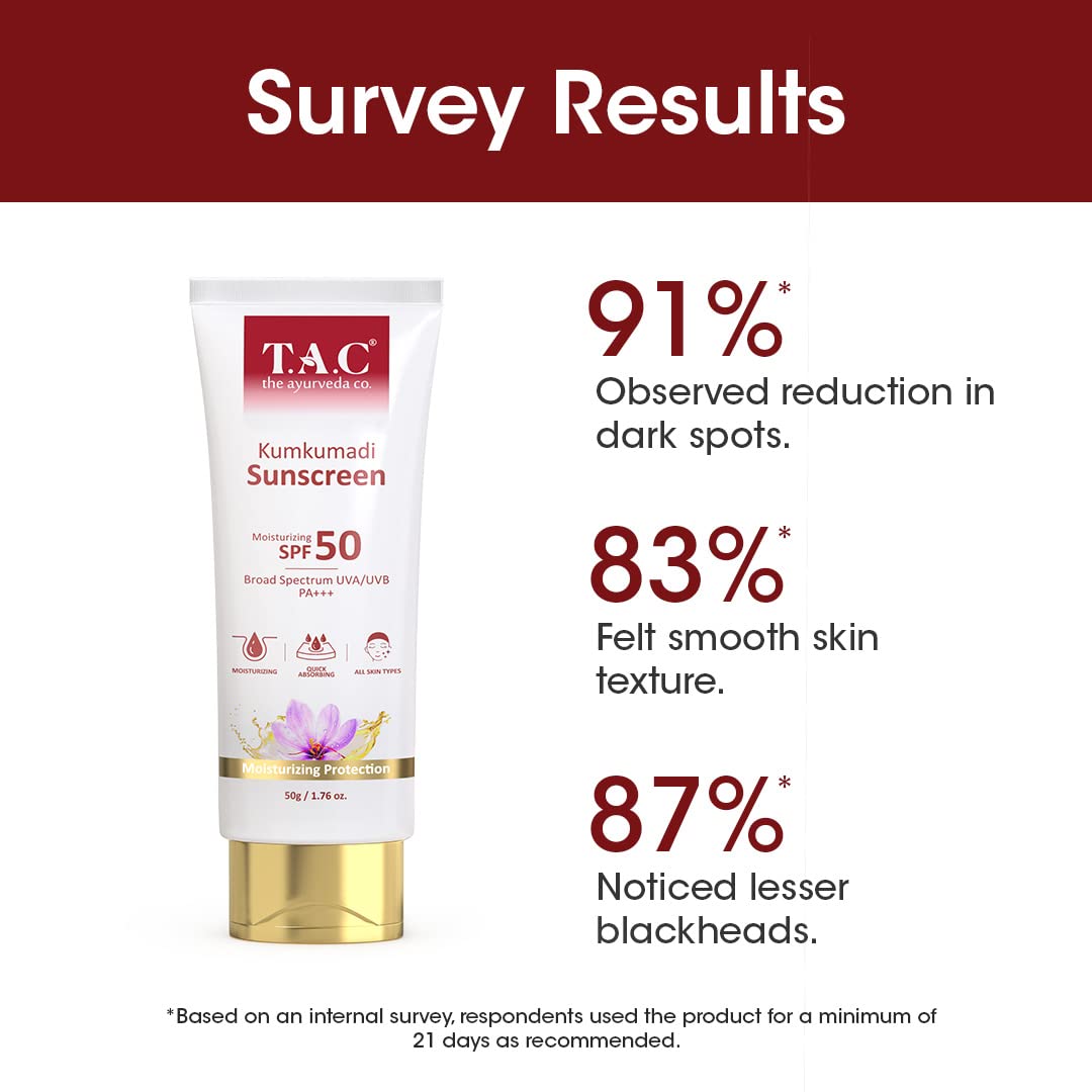 TAC - The Ayurveda Co. Kumkumadi Sunscreen Moisturizing SPF 50 UVA/UVB PA+++ (50gm)