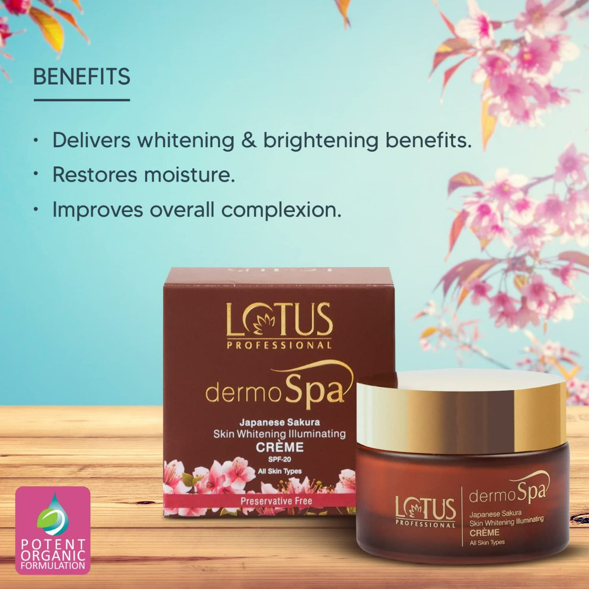 Lotus Herbals Dermo Spa Japanese Sakura Skin Whitening and Illuminating Day Cream With SPF 20 (50gm)