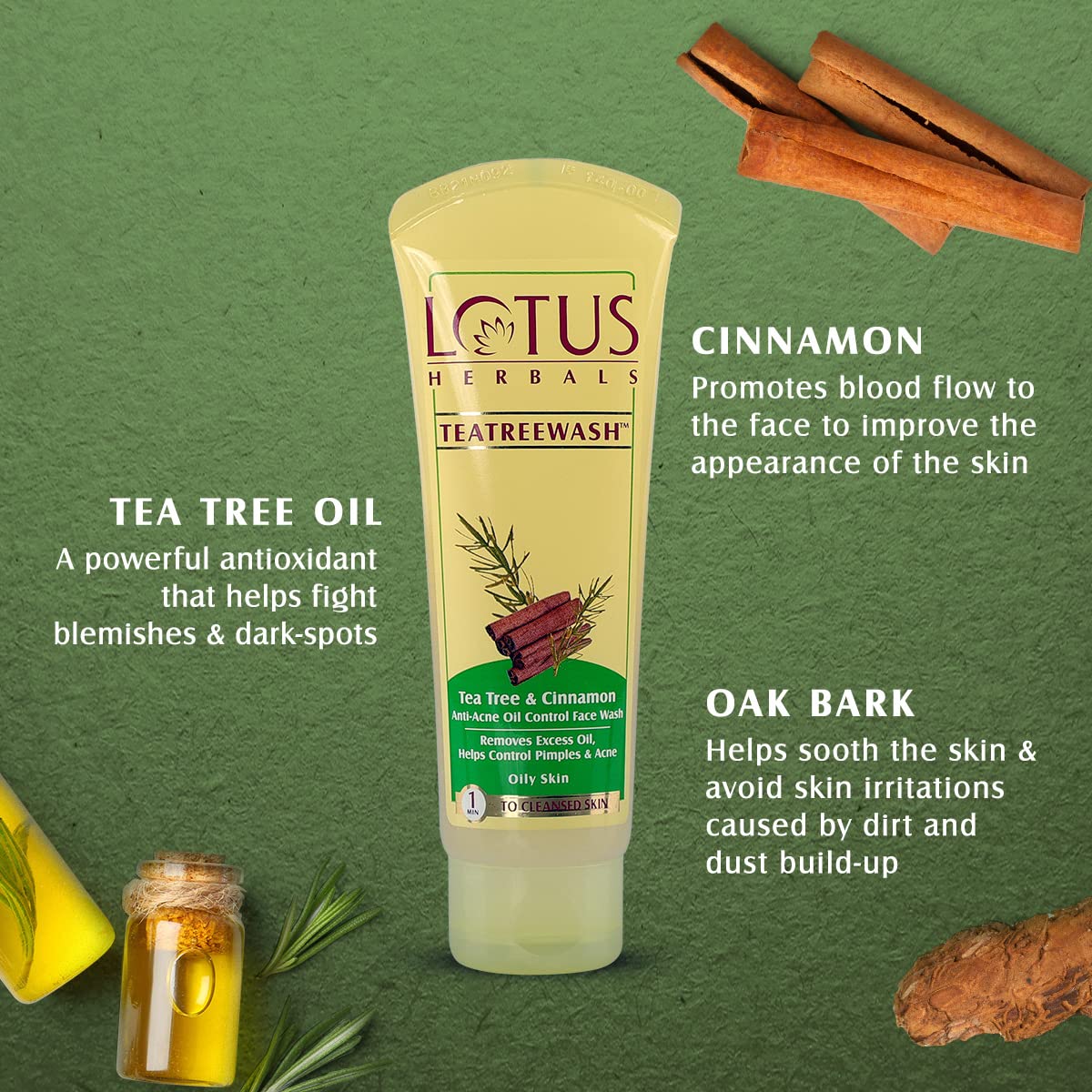 Lotus Herbals Teatreewash Tea Tree and Cinnamon Anti-Acne Oil Control Face Wash