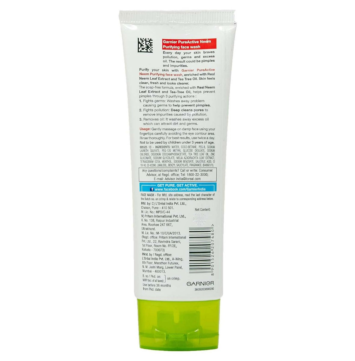 Garnier Pure Active Purifying Neem Face Wash (100gm)