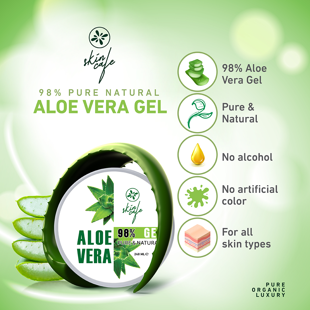 Skin Cafe 98% Pure and Natural Aloe Vera Gel (240ml)