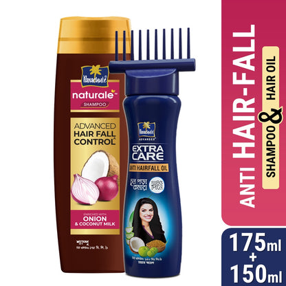 Anti Hair-Fall Bundle - Parachute Anti Hairfall Oil Extra Care 150ml (Root Applier) &amp; Parachute Naturale Shampoo Advanced Hair Fall Control 175ml