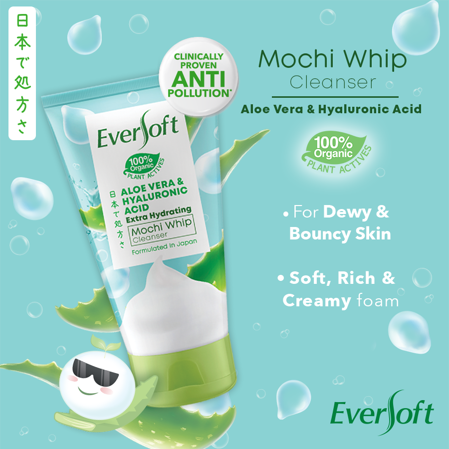 Eversoft Aloe Vera and Hyaluronic Acid Extra Hydrating Mochi Whip Cleanser (120gm)