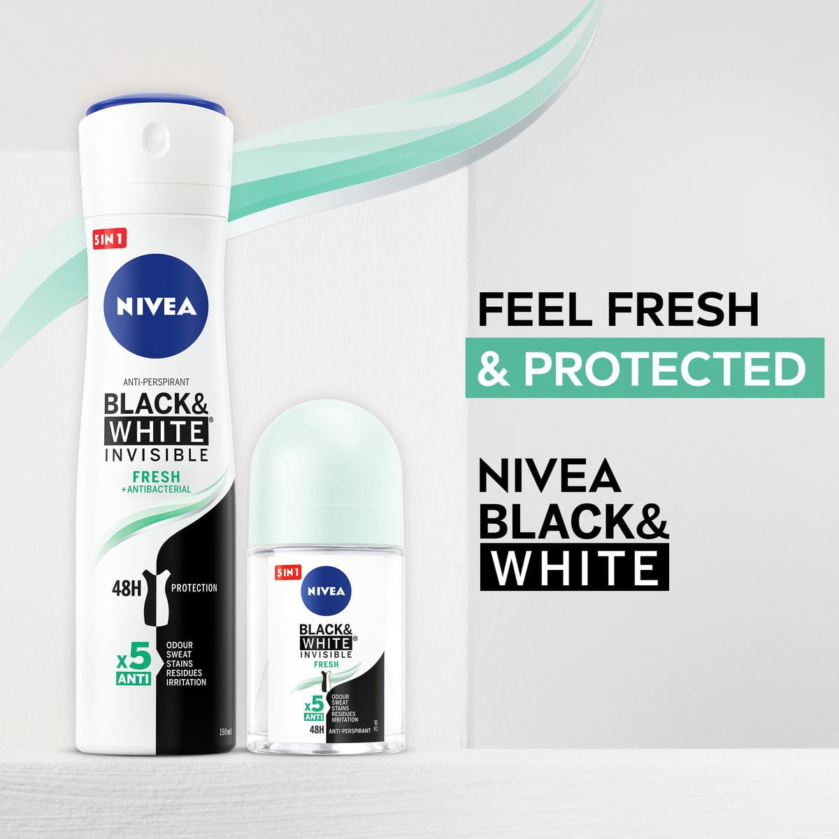 Nivea Black and White Invisible Fresh Deodorant Roll-On (25ml)