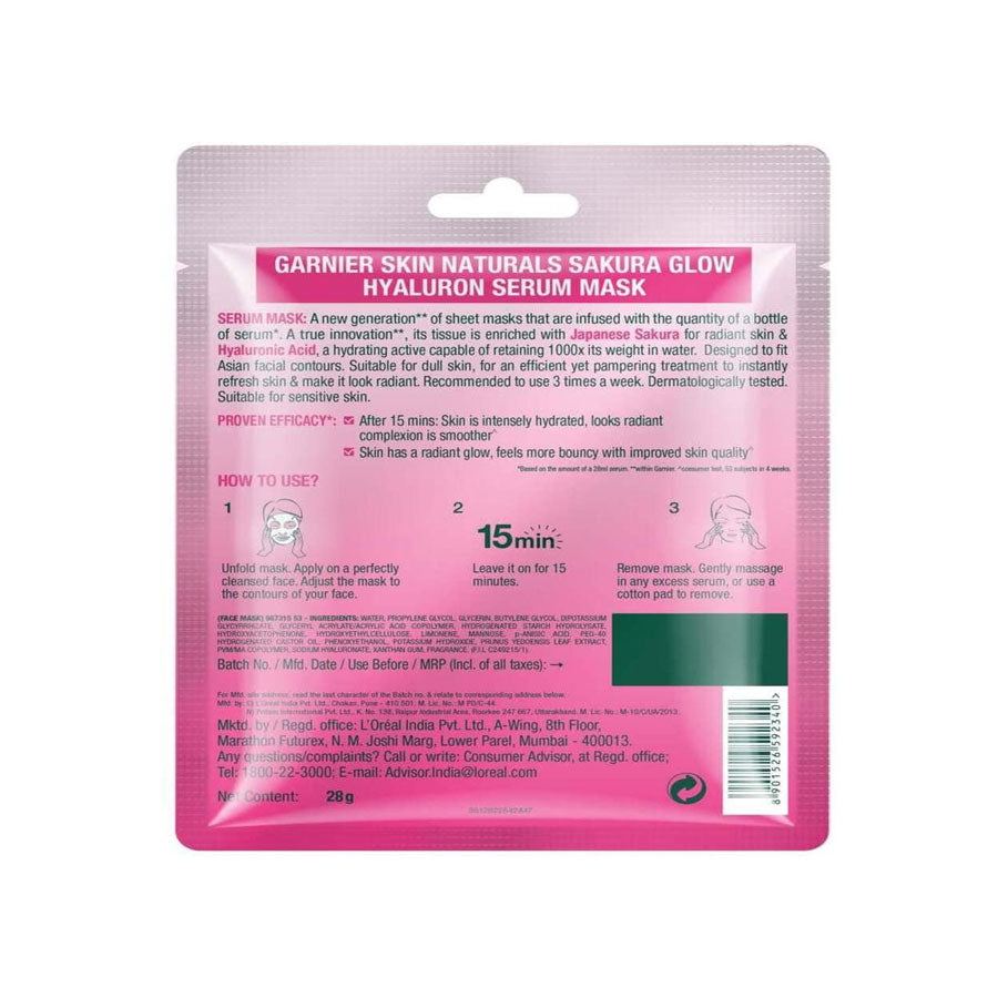 Garnier Sakura Glow Serum Sheet Mask (28gm)