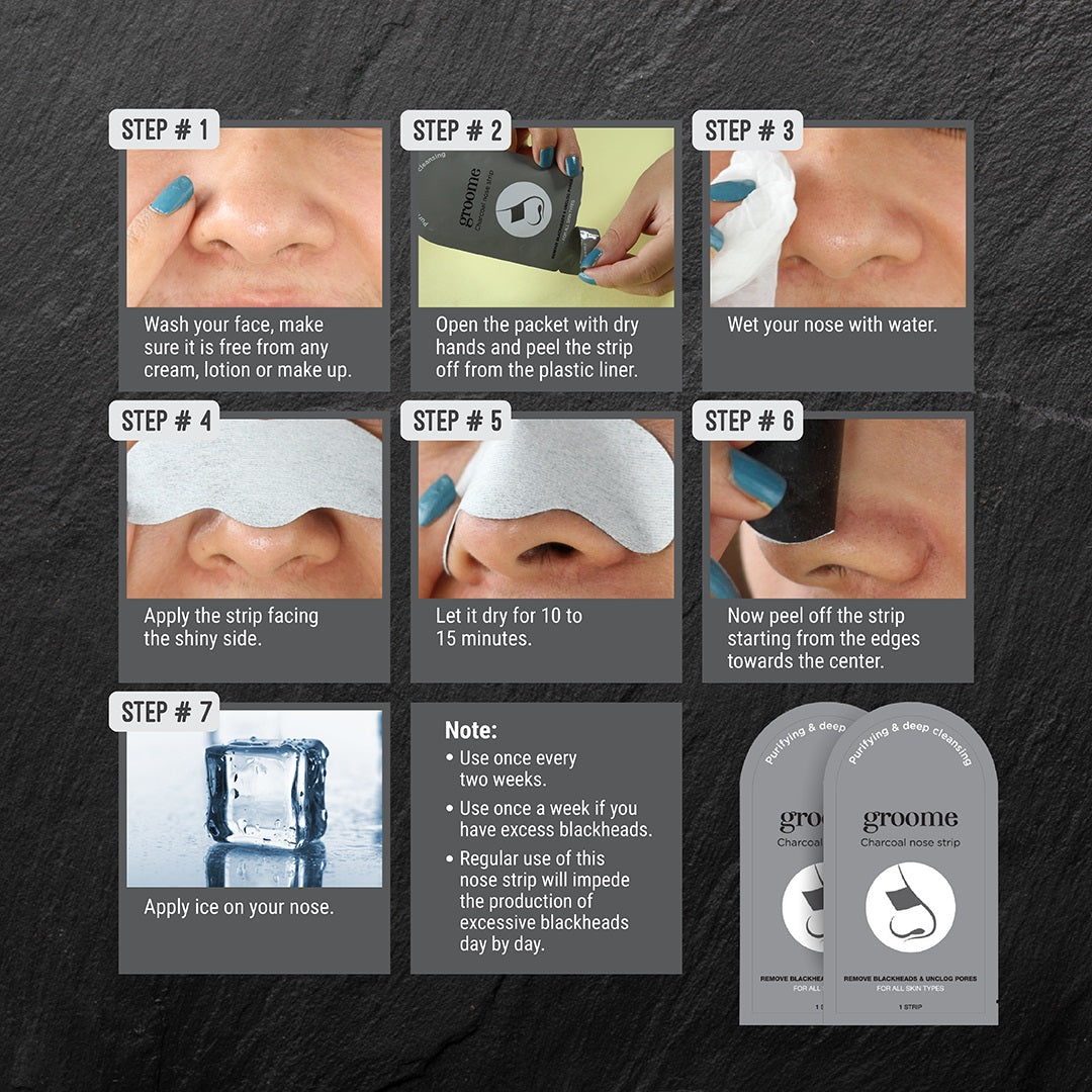 Groome Charcoal Purifying and Deep Cleansing Nose Strips (Monthly Pack) - 6pcs