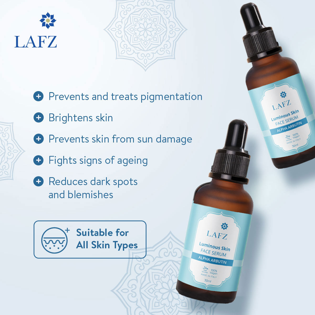 Lafz Luminous Skin Face Serum (30ml) - Alpha Arbutin