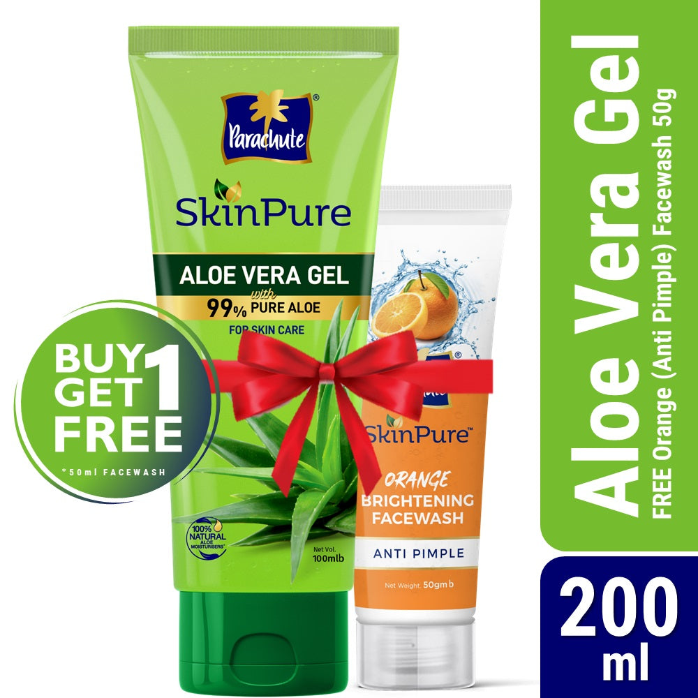 Parachute SkinPure Aloe Vera Gel 200ml (FREE Orange Facewash - ANTI PIMPLE - 50gm)