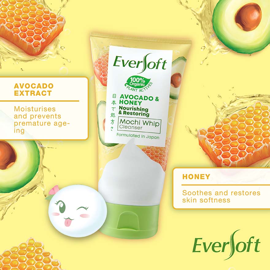 Eversoft Avocado and Honey Mochi Whip Cleanser (120gm)