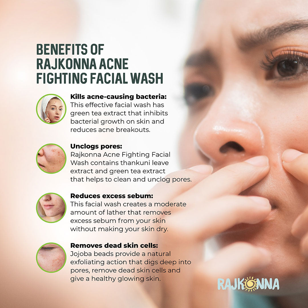 Rajkonna Acne Fighting Facial Wash With Jojoba Beads (100ml)