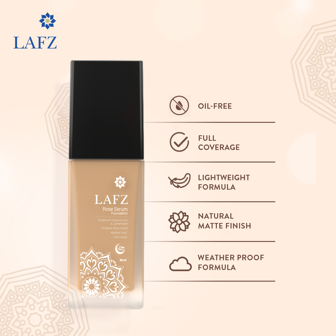 Lafz Rose Serum Foundation (30ml)