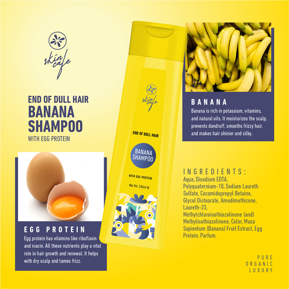 Skin Cafe Hair Care BOGO Offer 1 (Banana Shampoo with Egg Protein - 250ml + Silky Tresses Moisturizing Conditioner - 120ml)