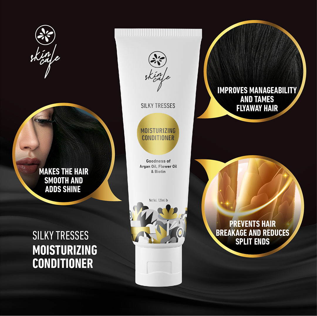 Skin Cafe Hair Care BOGO Offer 1 (Banana Shampoo with Egg Protein - 250ml + Silky Tresses Moisturizing Conditioner - 120ml)