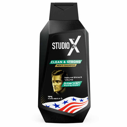 Studio X Clean &amp; Strong Shampoo for Men 355ml (75gm X 2 Soap Free)