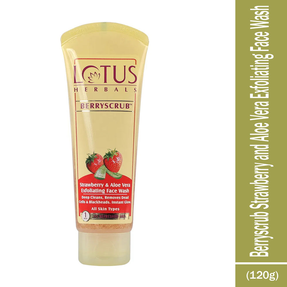 Lotus Herbals Berryscrub Strawberry and Aloe Vera Exfoliating Face Wash (120g)