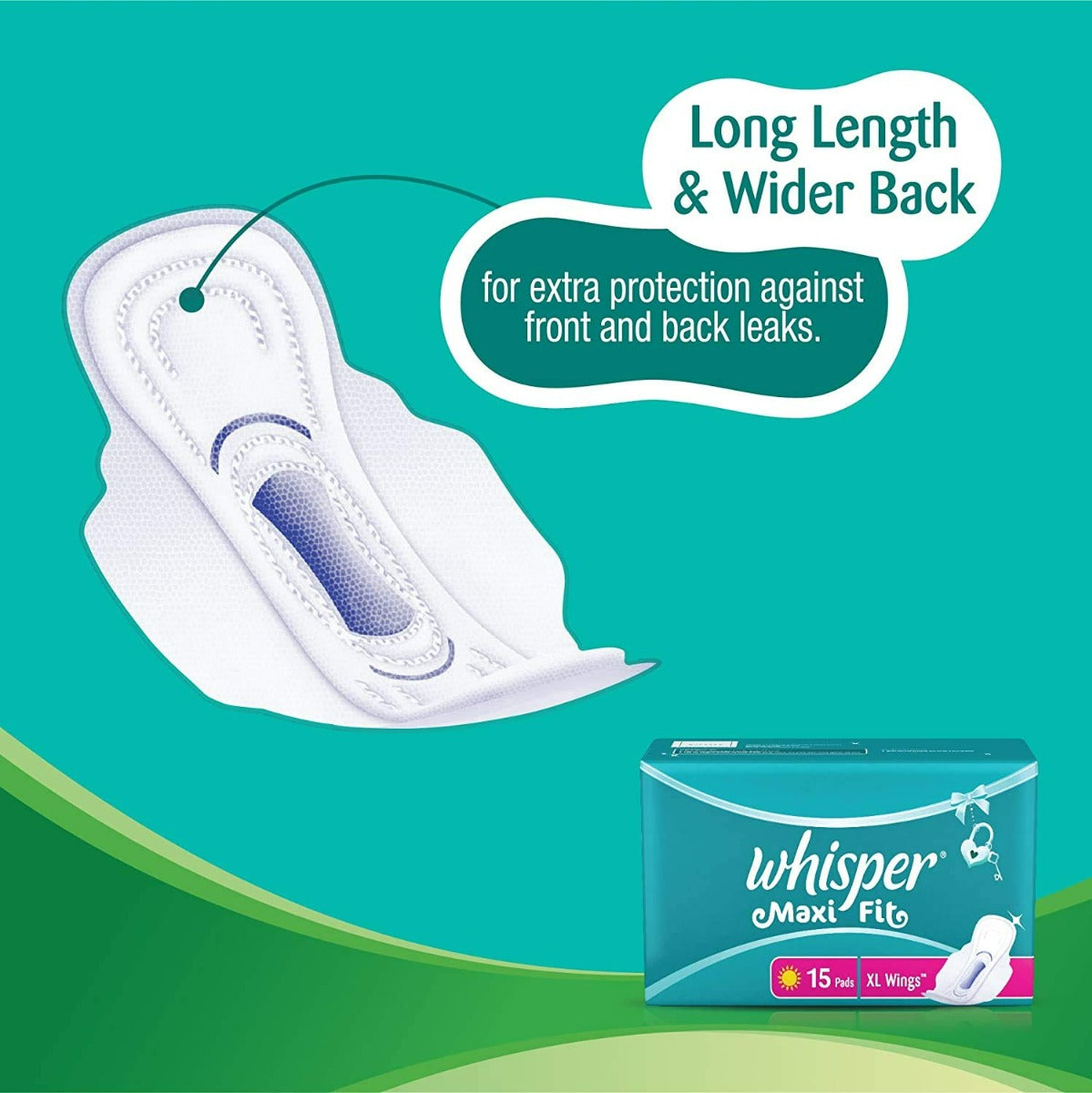 Whisper Maxi Fit Wings Sanitary Pads for Women - Large