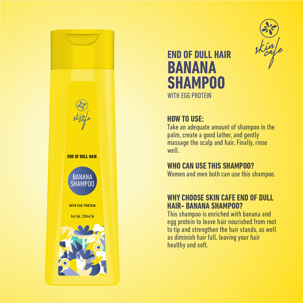 Skin Cafe Hair Care BOGO Offer 1 (Banana Shampoo with Egg Protein - 250ml + Silky Tresses Moisturizing Conditioner - 120ml)